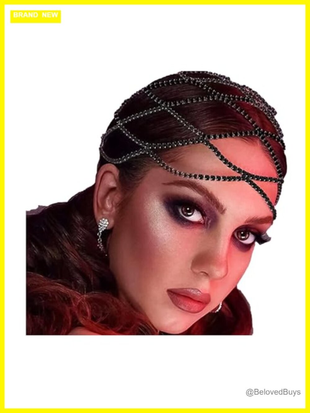 Rhinestone Head Chain Wedding Bride Crystal Headpiece 1920s Flapper Gatsby Hair